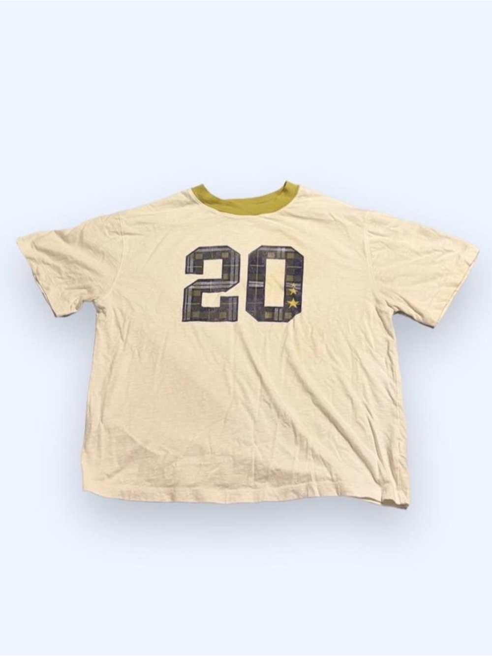aerie White and Lime Green Short Sleeve Ringer Tee